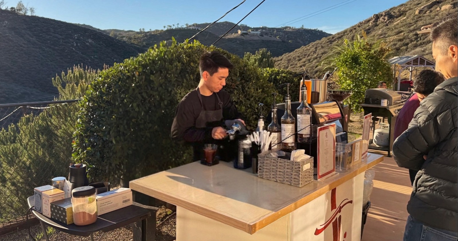 Barista pulling espresso at a Treehouse catered event